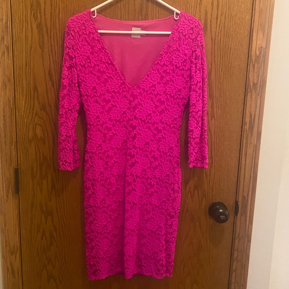 ASOS hot pink lace dress